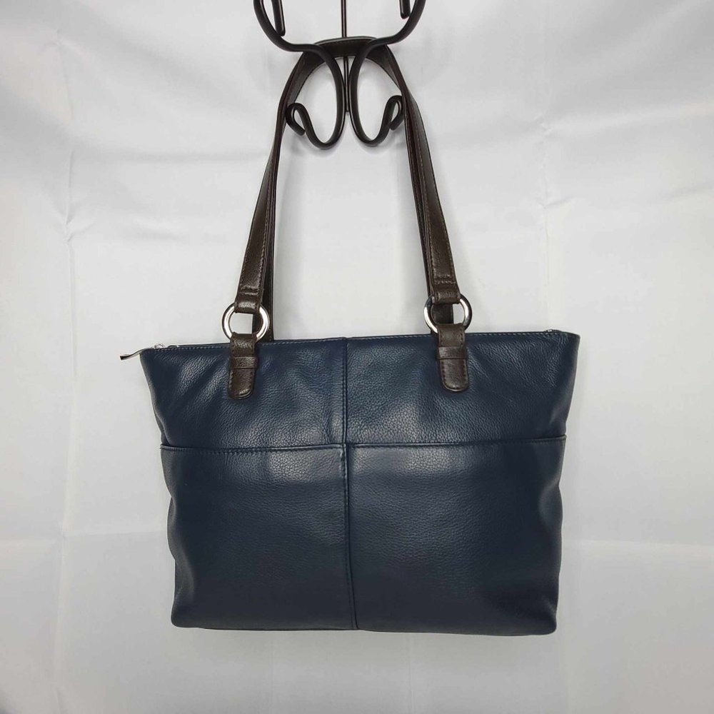 Madison Studio Blue Zipper Purse Double Strap Shoulder Bag